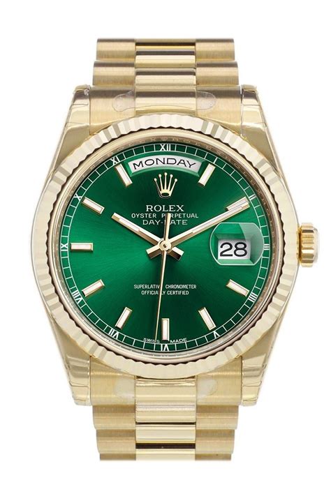 rolex presidential day date green dial|rolex gold green dial.